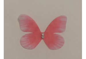 Аплікація Метелик із шифону, 5х3,5 см, № 4, коралова