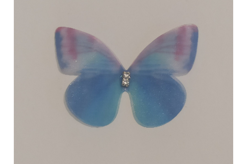 Аплікація Метелик із шифону, 5х4 см, № 3, блакитна