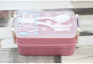 Ланч-бокс з прозорою кришкой 850 мл, 2 контейнера, рожевий