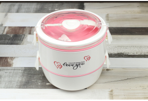 Ланч-бокс "Love you" 1200 мл, 4 відділення, біло-рожевий