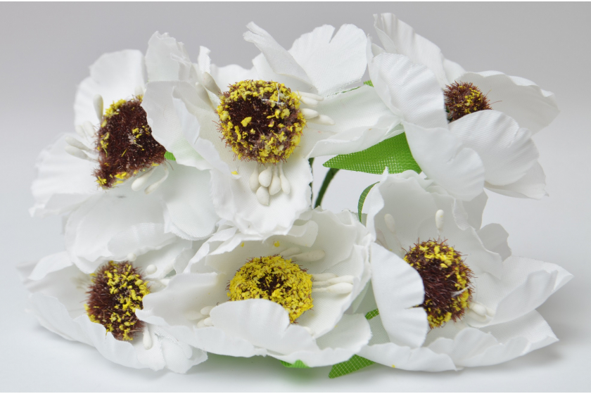 Квіти Маку, 4.5 см, білі, в пучку 6 квіточок