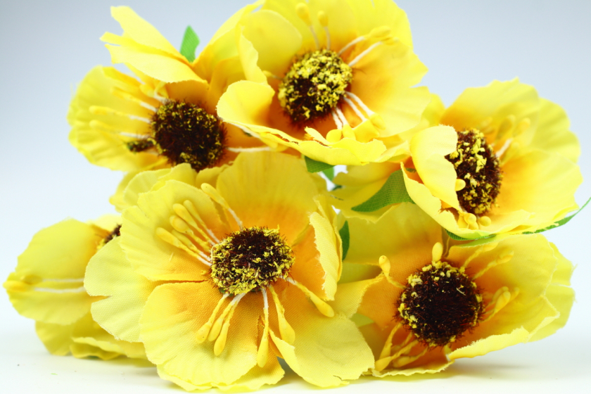 Квіти Маку, 4.5 см, жовті, в пучку 6 квіточок