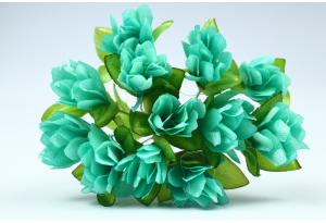 Цветы Подснежник, 2.5x1.5 см, морская волна, в пучке 11-12 цветков