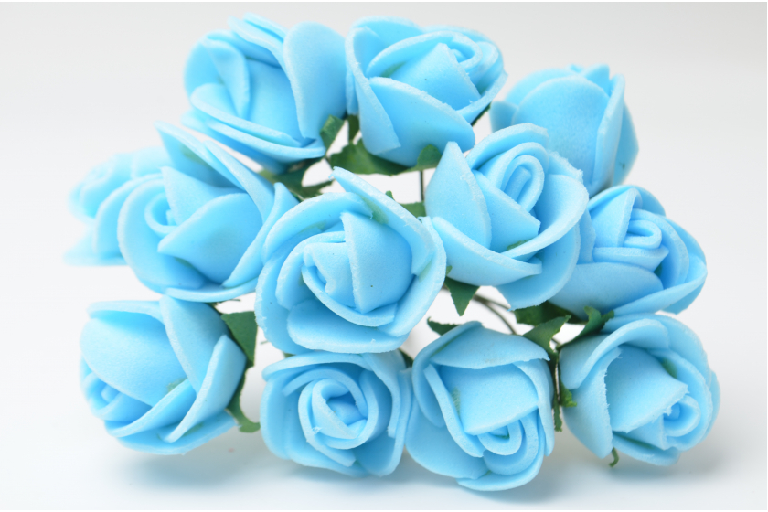 Квіти Троянда 1.7 см, блакитна, в пучку 12 квіточок