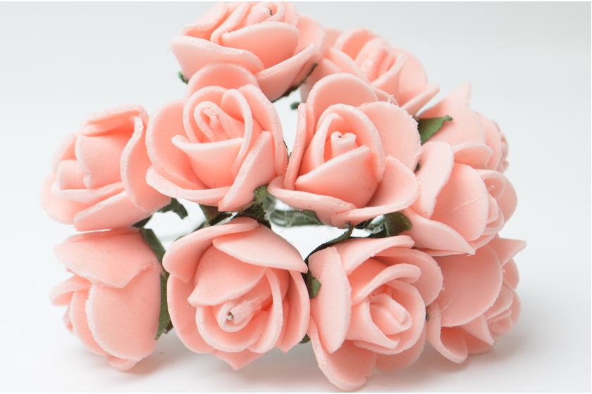 Квіти Троянда 1.7 см, персикова, в пучку 12 квіточок