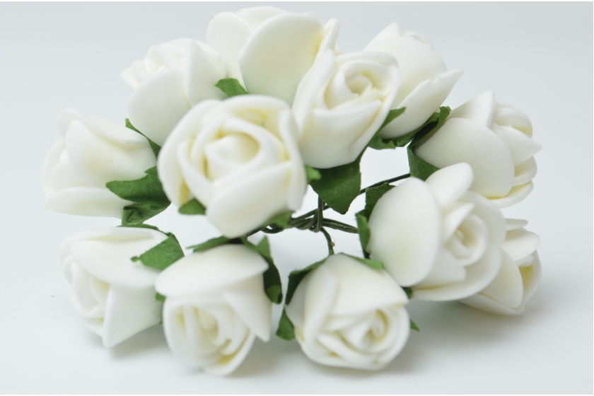 Квіти Троянда 1.7 см, біла, в пучку 12 квіточок, З БРАКОМ!