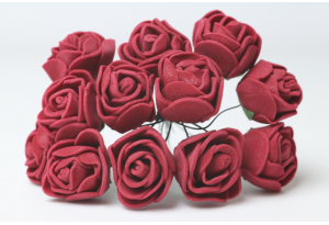 Квіти Троянда 1.7 см, бургунді, в пучку 12 квіточок