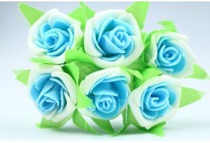 Квіти Троянда двокольорова 2.5-3 см, біло-блакитна, в пучку 6 квіточок