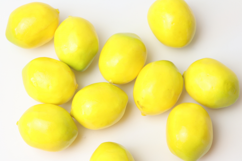 Фрукти, лимон, 3 см, жовтий з салатовим