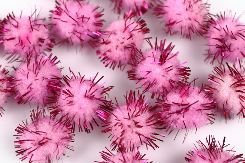 Помпони, 15 мм, з люрексом, рожевий