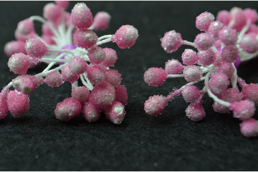 Тичинки для квітів великі цукрові, 5 мм, довжина нитки 6 см, в пучку 50 тичинок, рожеві