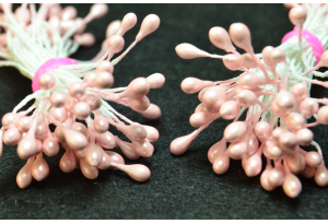 Тычинки для цветов маленькие, 3 мм, длина нити 6 см, в пучке 100 тычинок, розовые