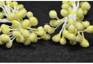 Тычинки для цветов крупные сахарные, 5 мм, длина нити 6 см, в пучке 50 тычинок, светло-желтые
