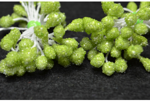 Тичинки для квітів великі цукрові, 5 мм, довжна нитки 6 см, в пучку 50 тичинок, салатові