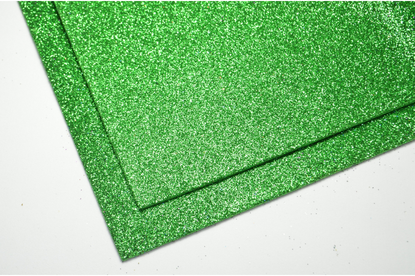 Фоаміран з гліттером, 20x30 см, зелений