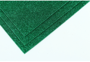 Фоамиран с глиттером 50x50 см, толщина 2 мм, зеленый
