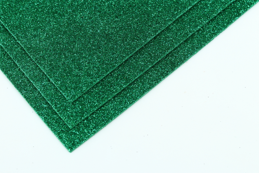 Фоаміран з гліттером, 50x50 см, зелений