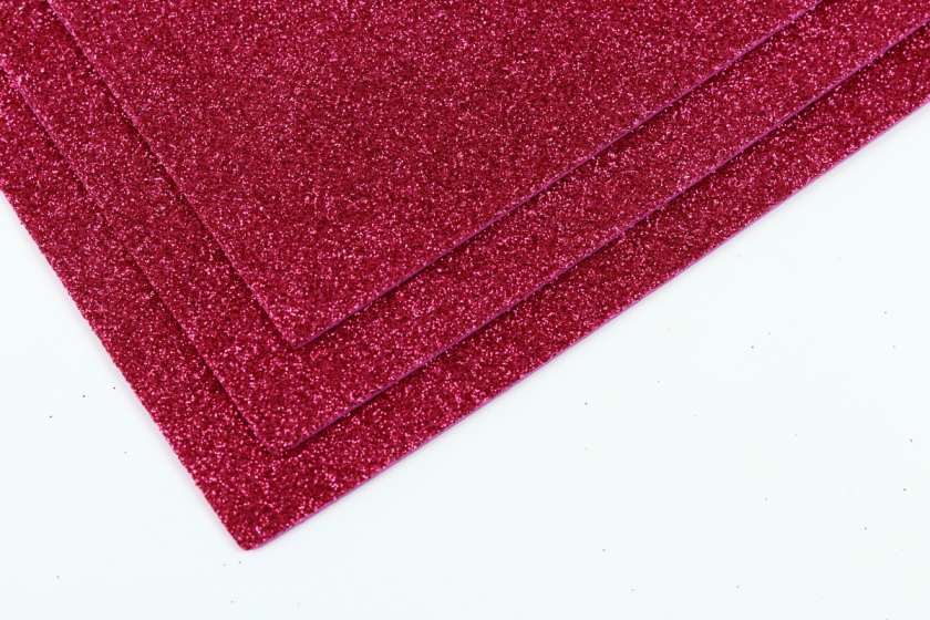 Фоаміран з гліттером, 50x50 см, малиново-червоний