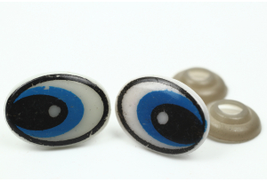 Очі для іграшок 15х21 мм, овальні, блакитні з чорним, пара