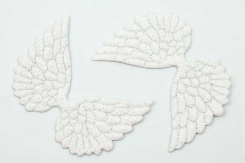Патч Крила з тисненням (гліттер) 4×6 см, білі