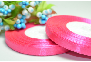 Атласна стрічка 0.6 см, однотонна, ярко-рожева