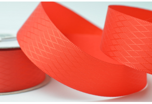 Атласна стрічка 2,5 см з малюнком, Однотонний ромбік, червоний