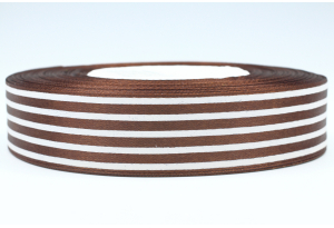 Атласна стрічка 2,5 см, з малюнком, Полоска, шоколадна