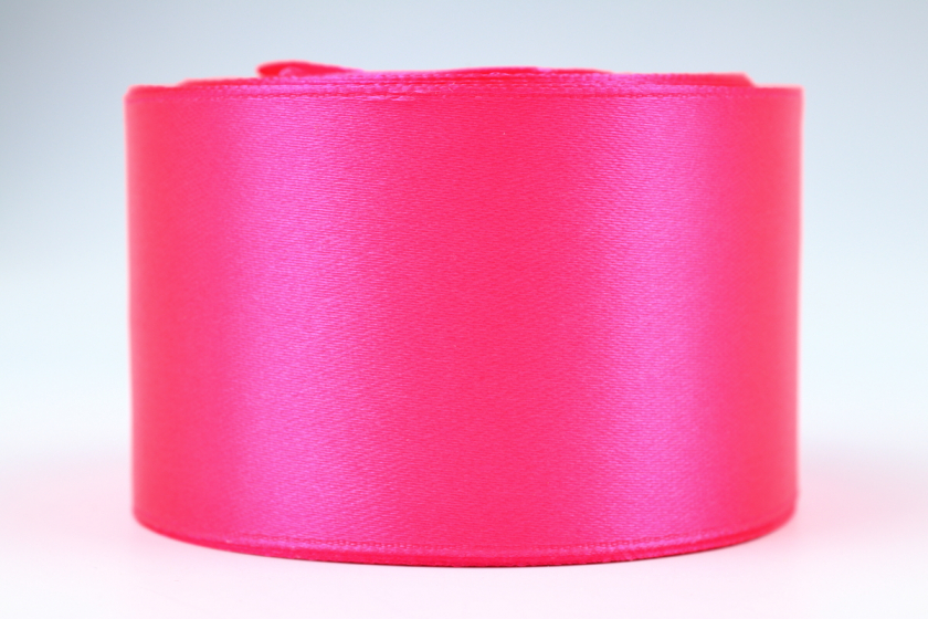 Атласна стрічка 5 см, однотонна, яскраво-рожева, 14