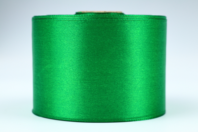 Атласна стрічка 5 см, однотонна, зелена