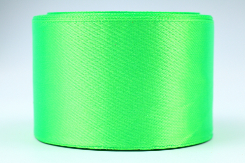 Атласна стрічка 5 см, однотонна, яскраво-зелена