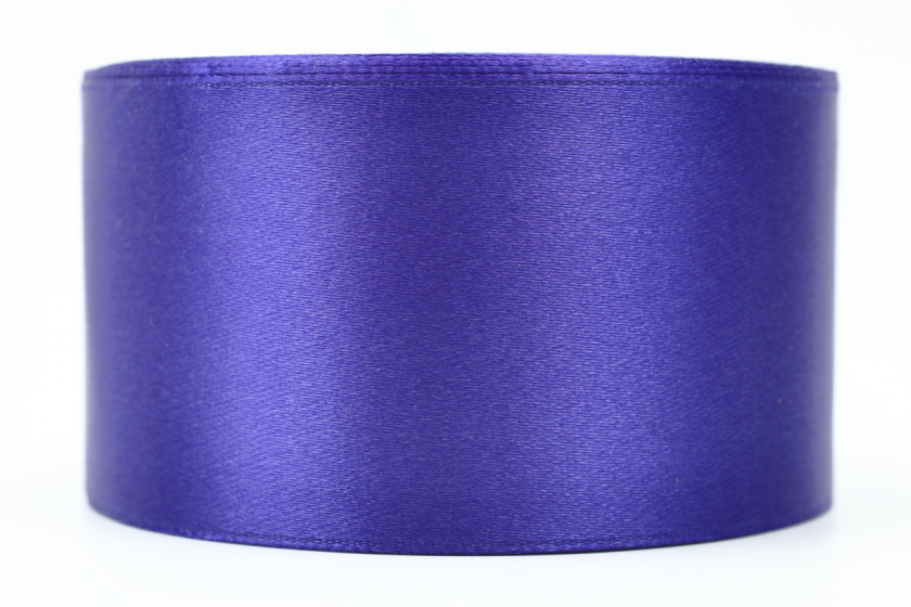 Атласна стрічка 5 см, однотонна, фіолетово-синя