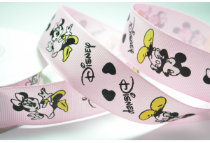 Репсова стрічка 2.5 см мультяшна, Міккі Маус Disney, рожева