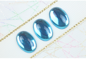 Камень клеевой Роса, полупрозрачный, 18*13 мм, голубой