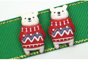 Серединка об'ємна, новорічна, Ведмідь у светрі 25x16 мм
