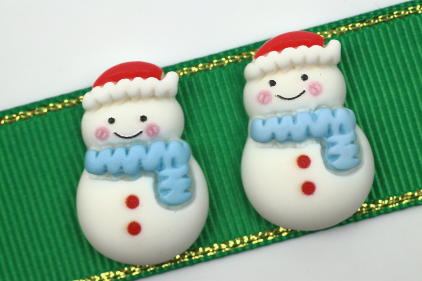 Серединка об'ємна, новорічна, Сніговик з блакитним шарфом 25x17 мм