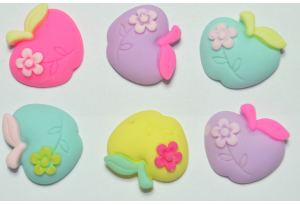 Серединка об'ємна, Яблучко, матове 2 х 1,8 см, кольоровий мікс