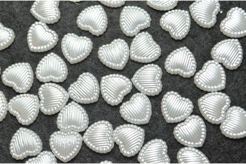 Серединка Сердечко  зі смужками, 10 мм, біле