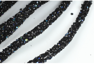 Стразовий шнур з мікростразами, діаметр - 6 мм, чорний