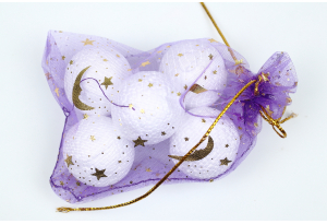 Подарочный мешочек из органзы, 12х9 см, Звезды, фіолетовий