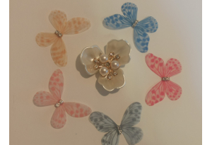 Аплікація Метелик із шифону, 4х3 см, № 6, мікс