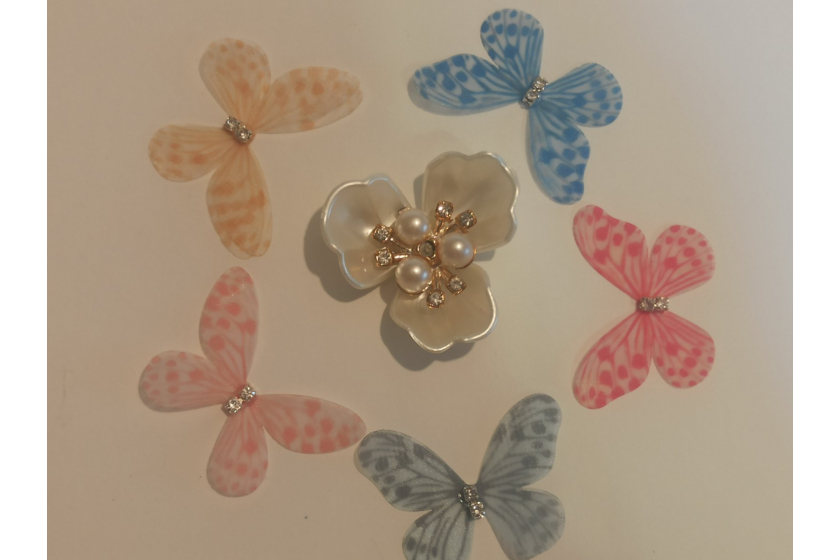 Аплікація Метелик із шифону, 4х3 см, № 6, мікс