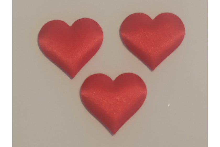 Патч Сердечко із атласу, 3.5 см, червоне