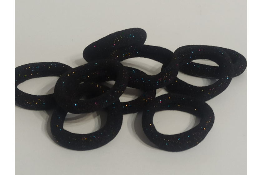 Резинка для волосся Калуш (велюрчик) 4 см, чорна (з люрексом)