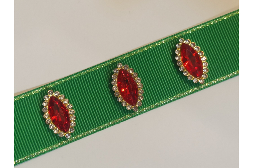 Серединка пластикова, страз в золотій оправі, Око, 20х12мм, червона