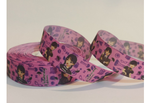 Репсова стрічка 2.5 см мультяшна, Венздей, темно-лілова