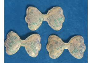 Патч Бантик з паєтками, 6х3,5 см, світло-жовтий