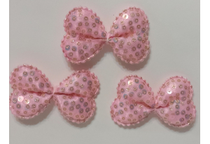 Патч Бантик з паєтками, 7х4,5 см, рожевий