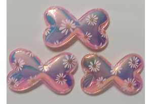 Патч Бантик з ромашками (еко-шкіра), 6х4 см, рожевий